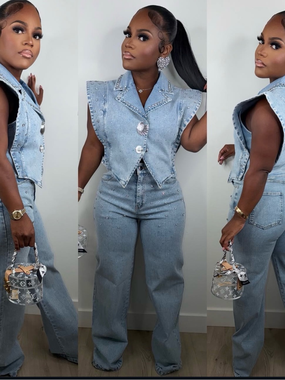 Light Wash Embellished Women’s Jeans